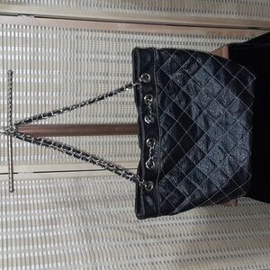 Black Quilted Faux Leather Purse